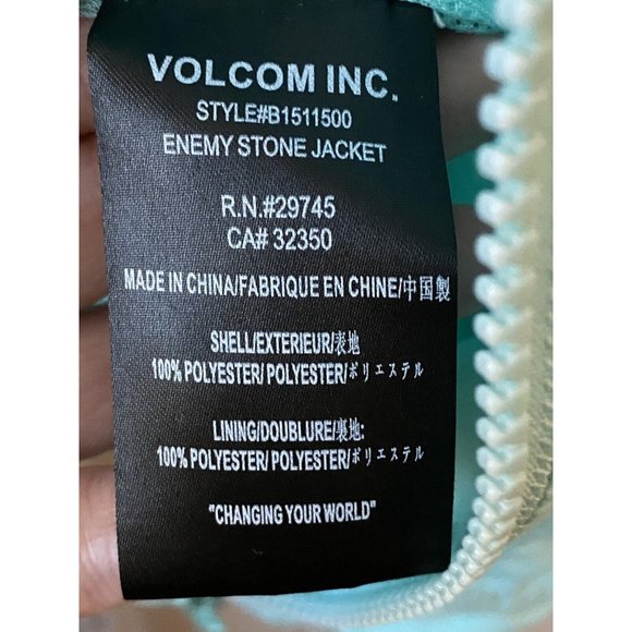 Volcom Hooded Enemy Stone Windbreaker in light blue Sz 8/XS - Picture 6 of 7